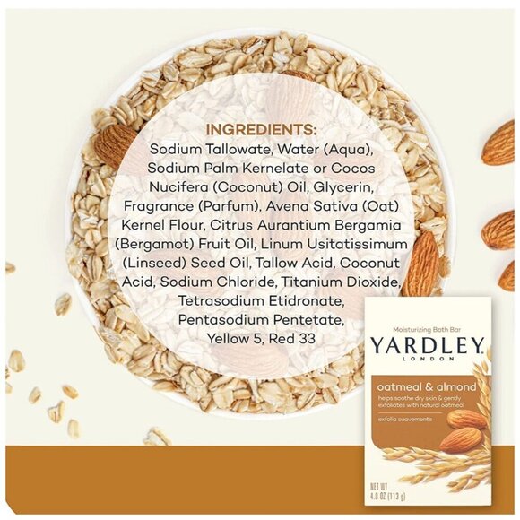 3 Yardley® London Oatmeal & Almond Bar Soap NOURISHING Bath BAR 4.25oz - Picture 4 of 11